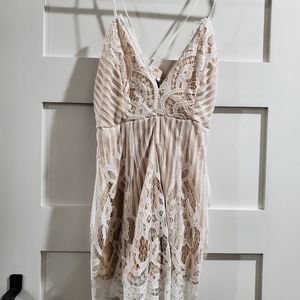 Nude and White lace romper